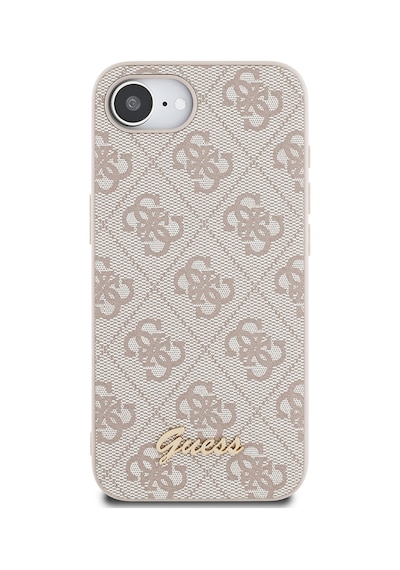 Apple iPhone 16e Uyumlu Kılıf Guess Lisanslı 4g Desenli Script Metal Logolu Kapak Pembe