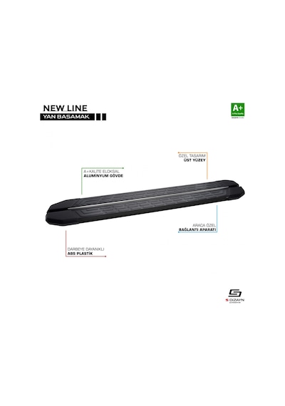 S-dizayn Renault Kangoo 2 Uzun Şase Newline Siyah Yan Basamak 229 N11.24655