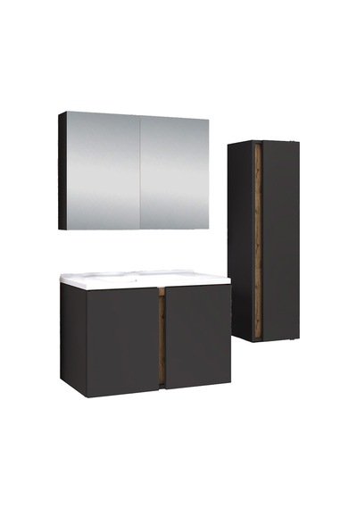 %100 Mdf 80 Cm Lavina Banyo Dolabı + 30 Cm Lavina Boy Dolabı Beyaz
