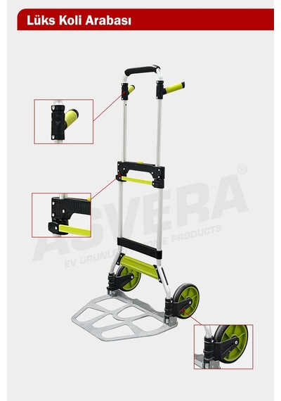 Asvera Lüks Katlanır Koli Arabası 120 Kg Kapasiteli Sanayi Yük Arabası