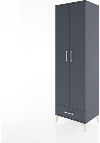 Hyperion Dolap 5 Raflı Tek Çekmeceli Tek Askılı 60x44x195 Ant... Antrasit