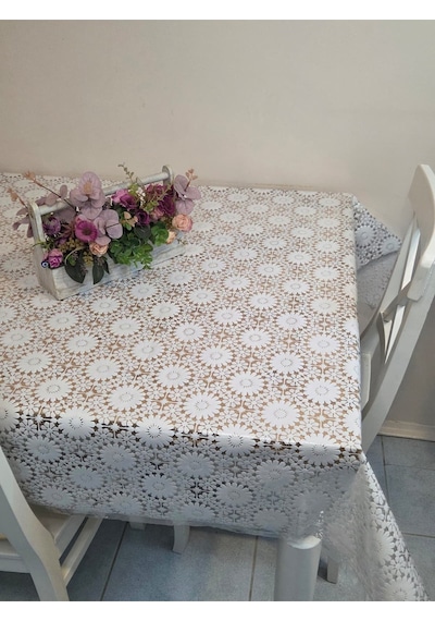 Ithal Pvc Muşamba - Desenli Silinebilir Masa Örtüsü 07nl73g Beyaz