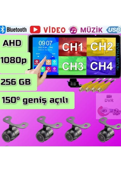 Dokunmatik 4k Video Müzik Dvr Ekran 4 Ad Ahd 1080p Kelebek Kamer