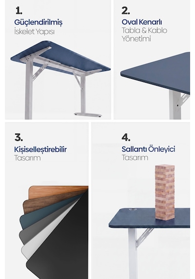 Firmus Dayanıklı Çalışma Masası - 140x70 - Pasifik Mavi