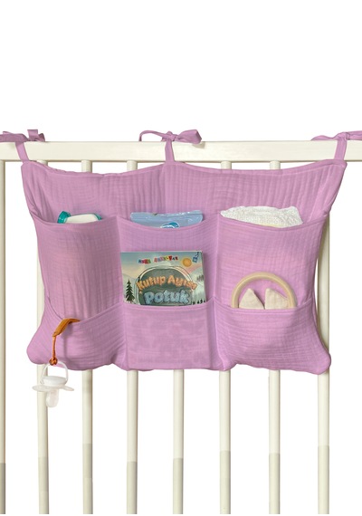 Bebek Beşik Yanı Organizer 6 Cepli Pratik Organizer Gülkurusu Pembe