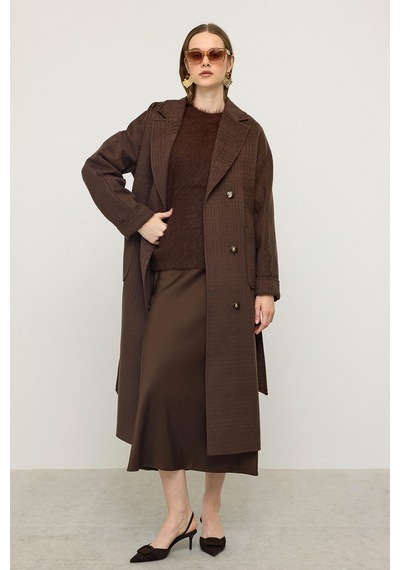 Olcay Torba Cepli Kendinden Desenli Oversize Limited Edition Kaban Kahve 3140
