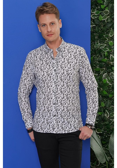 Efor G 1546 Slim Fit Beyaz Klasik Gömlek Beyaz