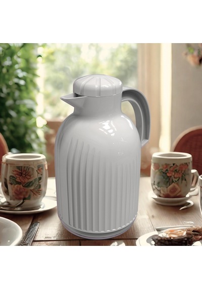 1.5 Lt Camlı Termos 1185 Glazed Thermos Krem