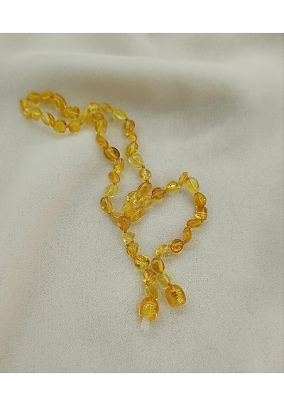 Kolye Kehribar Amber Doğaltaş Düğümlü Bebek Kolyesi 17873 Kahverengi