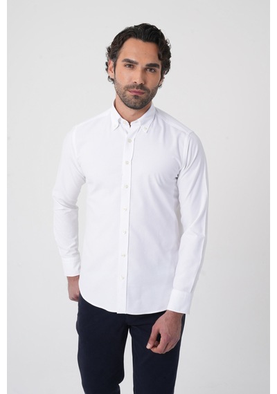 Bisse Erkek Uzun Kollu Regular Fit Beyaz Gömlek Gmoks252100 01 Beyaz