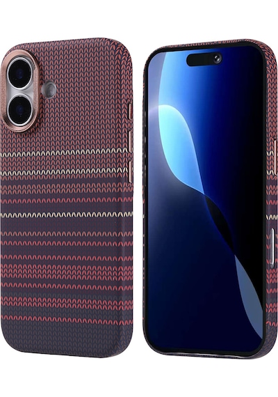 Apple Uyumlu iPhone 17 Kılıf M-safe Şarj Özellikli Karbon Fiber Görünümlü Mkst Nekst Kapak - Kırmızı Kırmızı