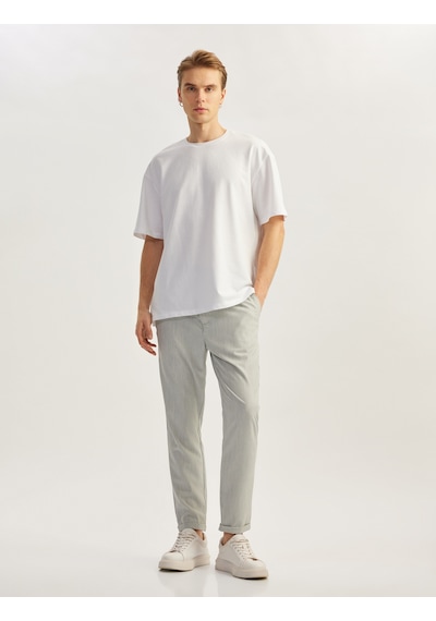 Koton Katlamalı Paça Viskon Karışımlı Düğmeli Beli Bağcıklı Slim Fit Pantolon Gri 5sam40034hw Gri Koton Katlamalı Paça Viskon Karışımlı Düğmeli Beli Bağcıklı Slim Fit Pantolon Gri 5sam40034hw Gri