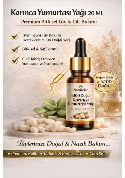 %100 Doğal Karınca Yumurtası Yağı 20 Ml İstenmeyen Tüyler İçin Bakım Yağı