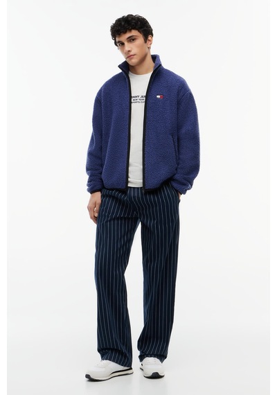 Tommy Hilfiger Tjm Rlx Badge Zıp-thru Teddy Ext Erkek Mavi Sweatshirt - Dm0dm22345