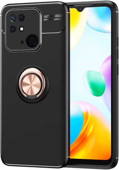 Xiaomi Redmi 10c Kılıf Zore Ravel Silikon Kapak Siyah-Rose Gold