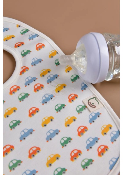 E&f Store Sıvı Geçirmez Mama Önlüğü - Renkli Arabalar Çok Renkli