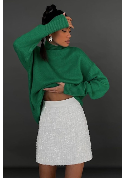 Madmext Mad Girls Yeşil Balıkçı Yaka Kazak Mg1252 - Yeşil