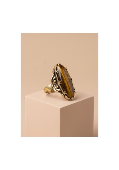 Esoo Jewelry Vintage Tasarım Bal Kahve Taşlı Ayarlanabilir Kadın Yüzük - Antik Gold Görünümlü Kahverengi Esoo Jewelry Vintage Tasarım Bal Kahve Taşlı Ayarlanabilir Kadın Yüzük - Antik Gold Görünümlü Kahverengi