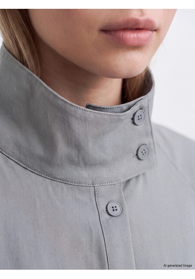 Lcw Vision Yeşil Dik Yaka Oversize Kadın Ceket