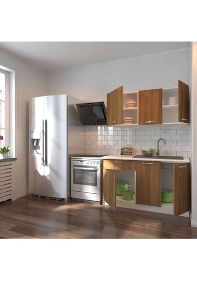 Tdesigno Inci Hazır Mutfak Dolabı 140 Cm - Tezgah Dahil Ceviz