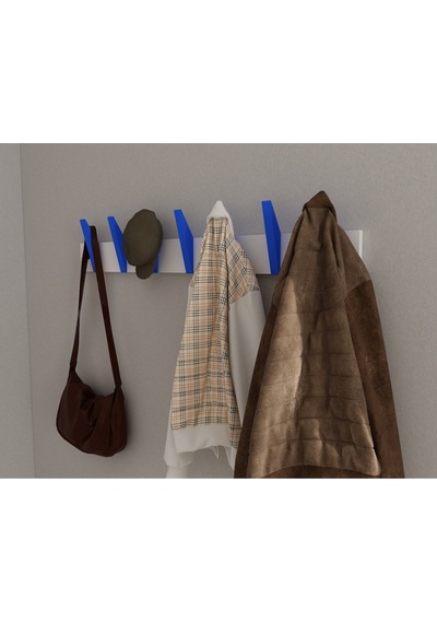 Hepsi3boyutlu Modern Duvar & Kapı Kanca Askılık - 7 Adet Mavi Kanca Askılık - Model No : 4 Mavi