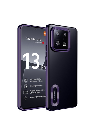 Zore Mi 13 Pro Kılıf Kamera Korumalı Logo Gösteren Nvth Omega Kapak - Mavi
