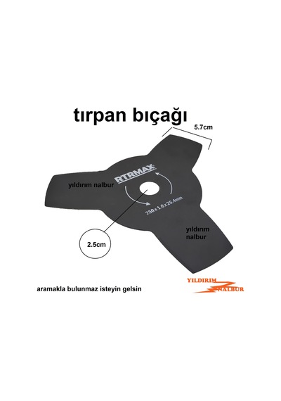 Tırpan Bıçağı Kesik Rtrmax Tırpan Ot Çim Biçme Bıçak 3 Kollu Tırp