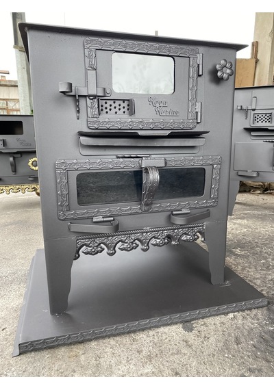 Tuğlalı Kömür Sobası Sömineli Kuzine 45' Camlı Fırınlı Soba