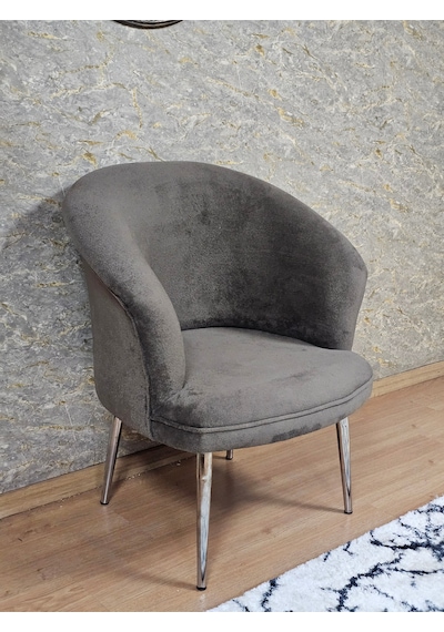 Zafir Tekli Teddy Krom Kaplama Sivriltme Ayak Çay Seti Koltuk Tekli Berjer , Balkon, Salon, Ofis Kahverengi