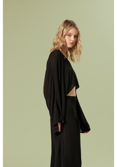 Asimetrik Kimono Siyah