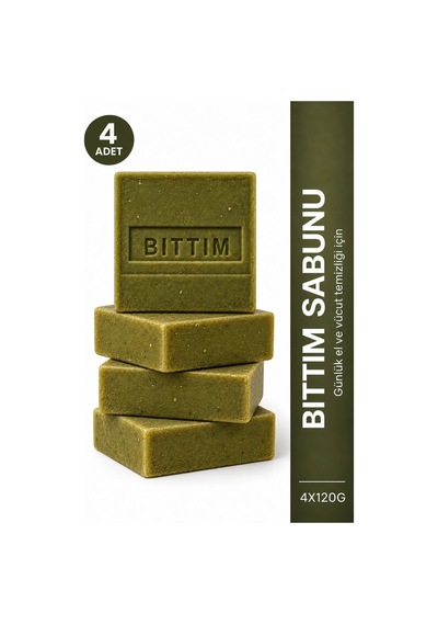 Bıttım Sabunu 4'lü Paket 4 x 120 g Menengiç Yağlı Zeytinyağlı Saç ve Cilt Bakım Sabunu