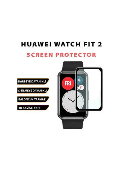 Watch Fit 2 Kırılmaz Cam Tam Kaplayan 3d Darbeye Dayanıklı Siyah