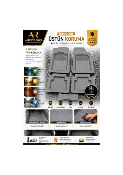 Dacıa Jogger Extreme Eco-g 2026 Model Uyumlu Alpinex Gri 5d Havuzlu Paspas Yumuşak Kaymaz Taban