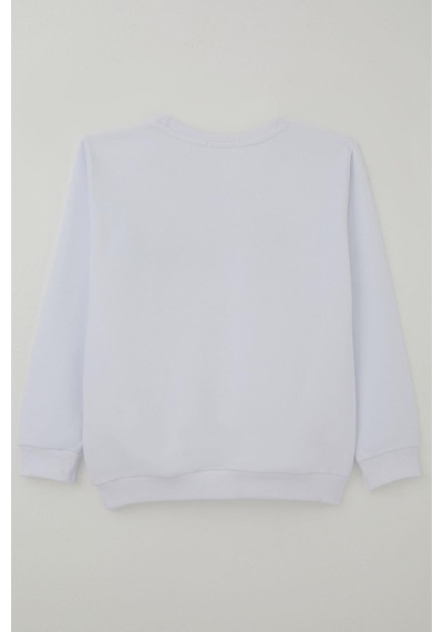 Breeze Erkek Çocuk Sweatshirt Renkli Yazı Baskılı 10-16 Yaş, Beyaz