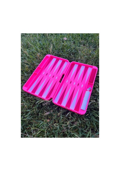 Taşınabilir Mini Tavla Seti Katlanabilir Seyahat Tavlası Piknik, Kamp Ve Yol Pembe