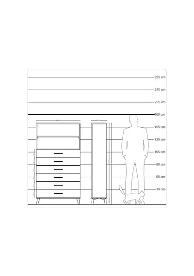 Arges Dolap 2 Raflı 6 Çekmeceli 88x30x163 Çam-çam Çam