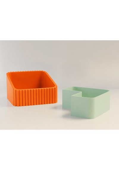 3d Baskı Fıstık Kasesi - Çift Hazneli Kabuk Ayırıcı Sunum Kasesi - Turuncu Mint