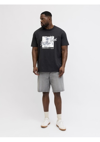 Jack & Jones Jack Jones Baskılı Büyük Beden Tişört 12295982 Siyah