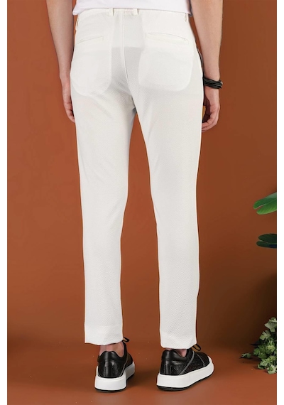 Efor Slim Fit Beli Lastikli Gofre Kumaş Ekru Spor Pantolon P 1126 Ekru