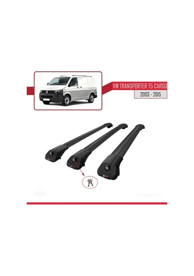 Volkswagen Transporter T5 2003-2015 Arası İle Uyumlu Ace-1 Ara Atkı Tavan Barı Siyah 3 Adet Bar