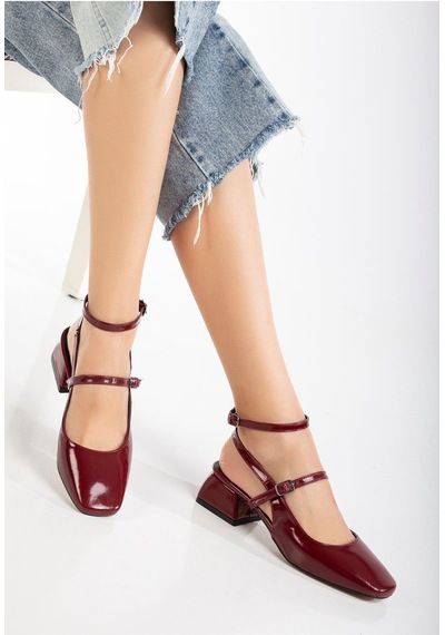 Aymood St-003 Bordo Rugan Günlük 4 Cm Topuklu Ayakkabı Bordo