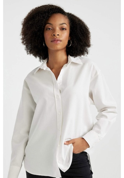 DeFacto Oversize Geniş Kalıp Oxford Uzun Kollu Gömlek V2439AZ24SPWT32