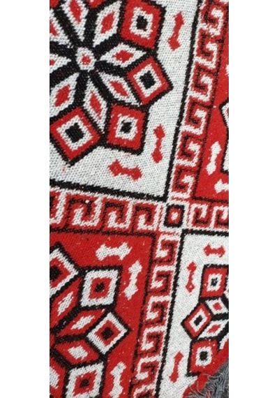 Makine Dokuması Çiçekli Desenli 3 Mekik Kırmızı Kalın Kilim