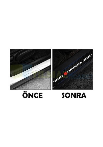 Seat Cordoba Logo Karbon Kapı Eşiği Koruma Oto Sticker 4 Parça