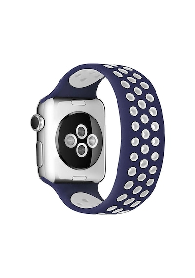 Newface - 670 - Apple Watch Uyumlu 42mm Ayarlı Delikli Silikon Kordon - Csmo-tex - - Lacivert-beyaz