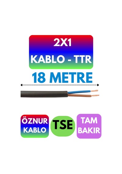 Öznur 2x1 Ttr Kablo Siyah Metre Seçenekli - 18 Metre