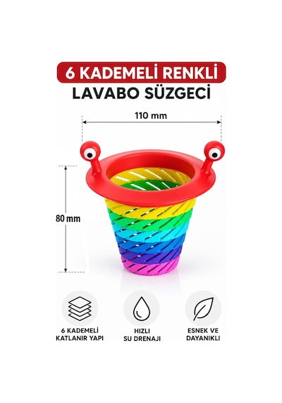 Renk 6 Kademeli Silikon Lavabo Süzgeci Gider Tıkacı Mutfak Banyo Lavabo Kapağı