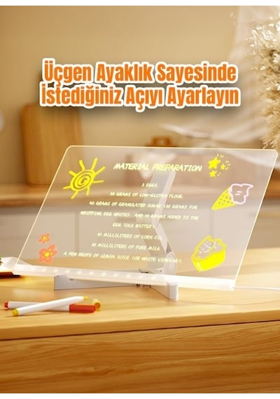 12 Inc Led Işıklı Çizim Tahtası Ayarlanabilir Stant Ve Kalemleri Çizim Tahtası 30x20 5131 4160980