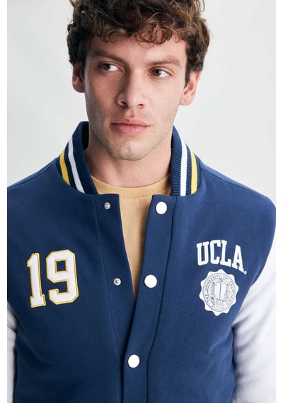 Ucla Upland Lacivert Çıtçıtlı Baskılı Standard Fit Erkek Mont Lacivert