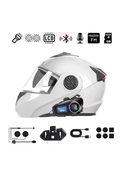Go İthalat Q58 Motorsikletler İçin Fener Özellikli Sd Kart Bölümlü Lcd Ekranlı Kablosuz Bluetooth Ku